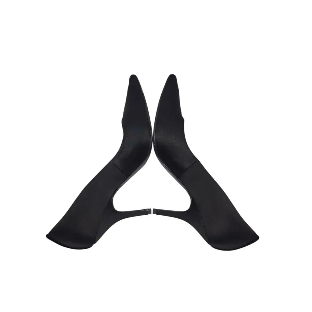 Tory Burch Satin Heels Black Pointed Toe Pumps